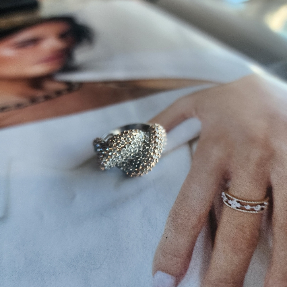 Elegant Gold and Silver Ring.925 STERLING SILVER size 6.5 - Picture 5 of 11